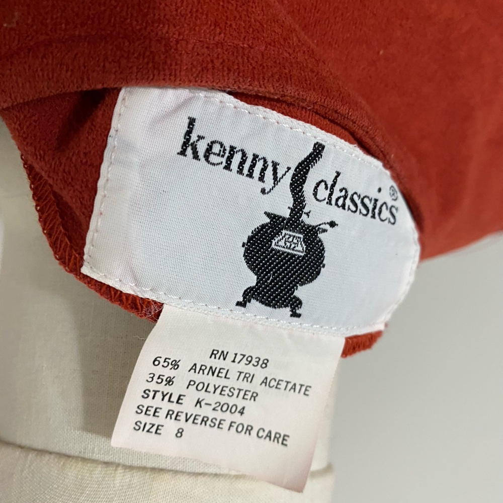 VINTAGE Kenny Classics Rust Belted Midi Dress 70s 80s Vibes Size Small - Picture 6 of 12